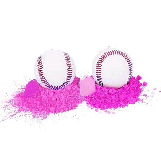 Pink gender reveal baseball