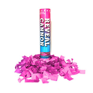 Pink gender reveal confetti cannon